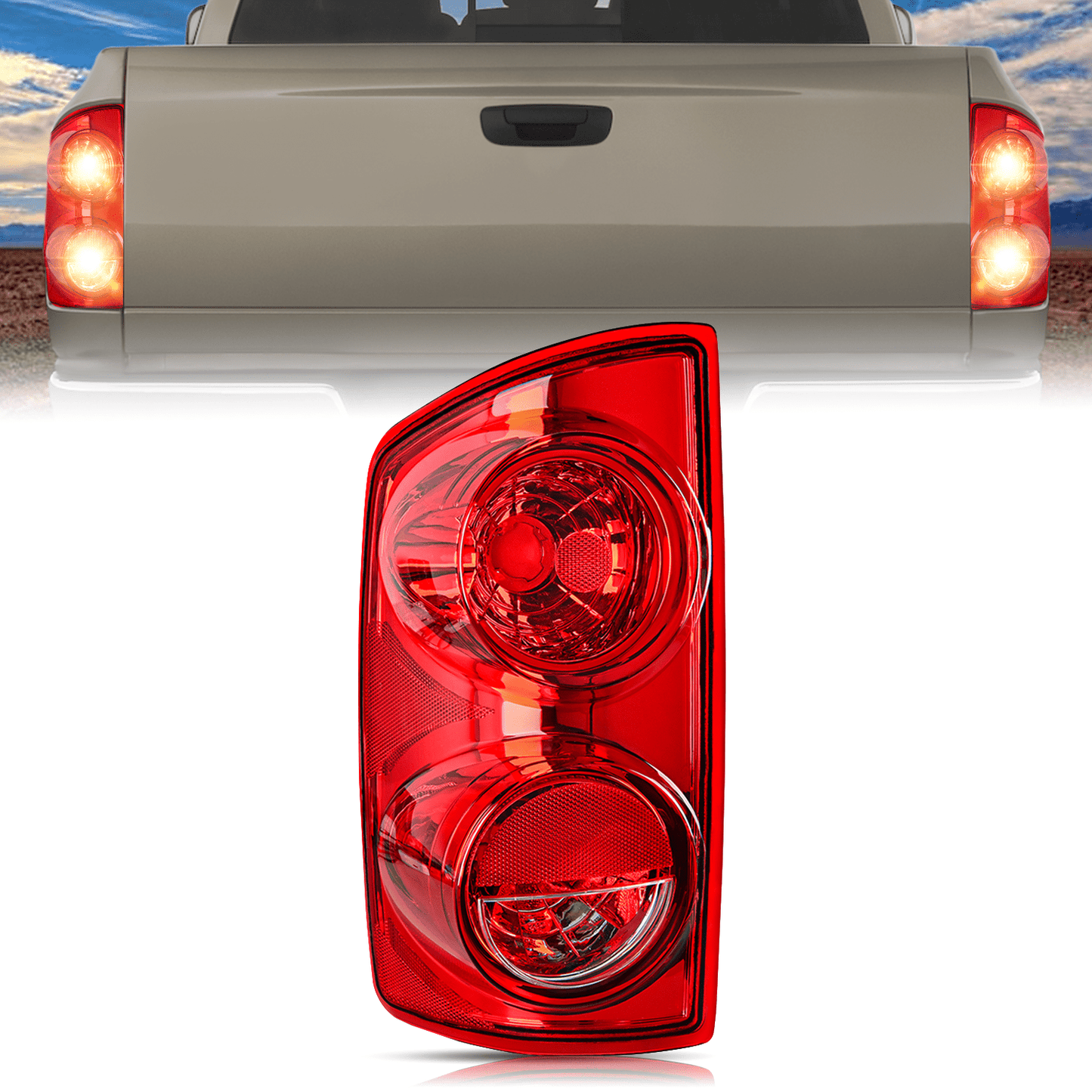 Taillight Assembly Compatible with 2007 2008 Dodge Ram 1500 2007 2008 2009 Dodge Ram 2500 3500 Rear Lamp Replacement OE Style Driver Side Red Lens Tail Lights - Top Tuning Boost