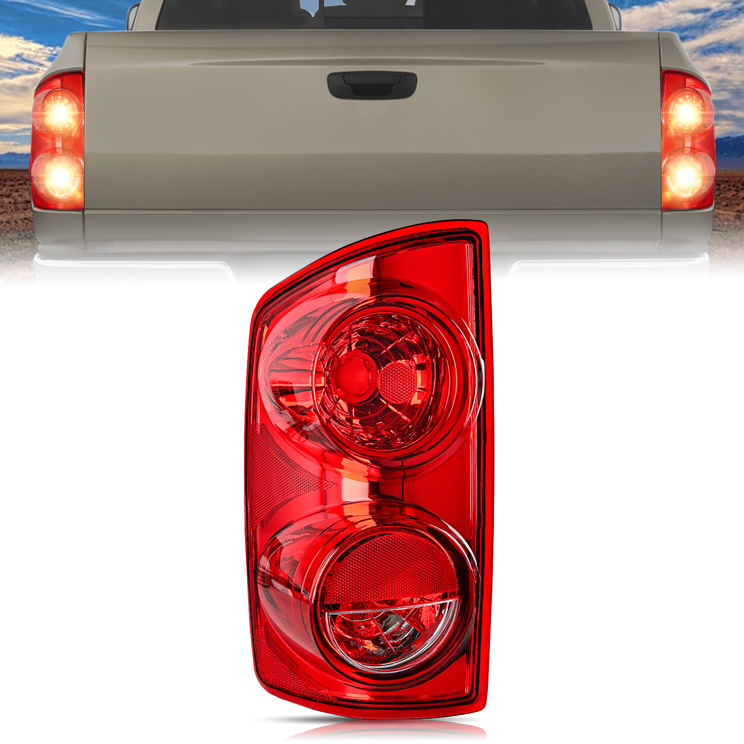 Taillight Assembly Compatible with 2007 2008 Dodge Ram 1500 2007 2008 2009 Dodge Ram 2500 3500 Rear Lamp Replacement OE Style Driver Side Red Lens Tail Lights - Top Tuning Boost