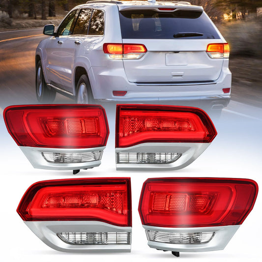 Taillight Assembly Compatible with 2014 2015 2016 2017 2018 2019 2020 Jeep Grand Cherokee Laredo/Limited/Overland/Summit Tail Lights Driver and Passenger Side w/Bulbs 4 PCS Tail Lights - Top Tuning Boost