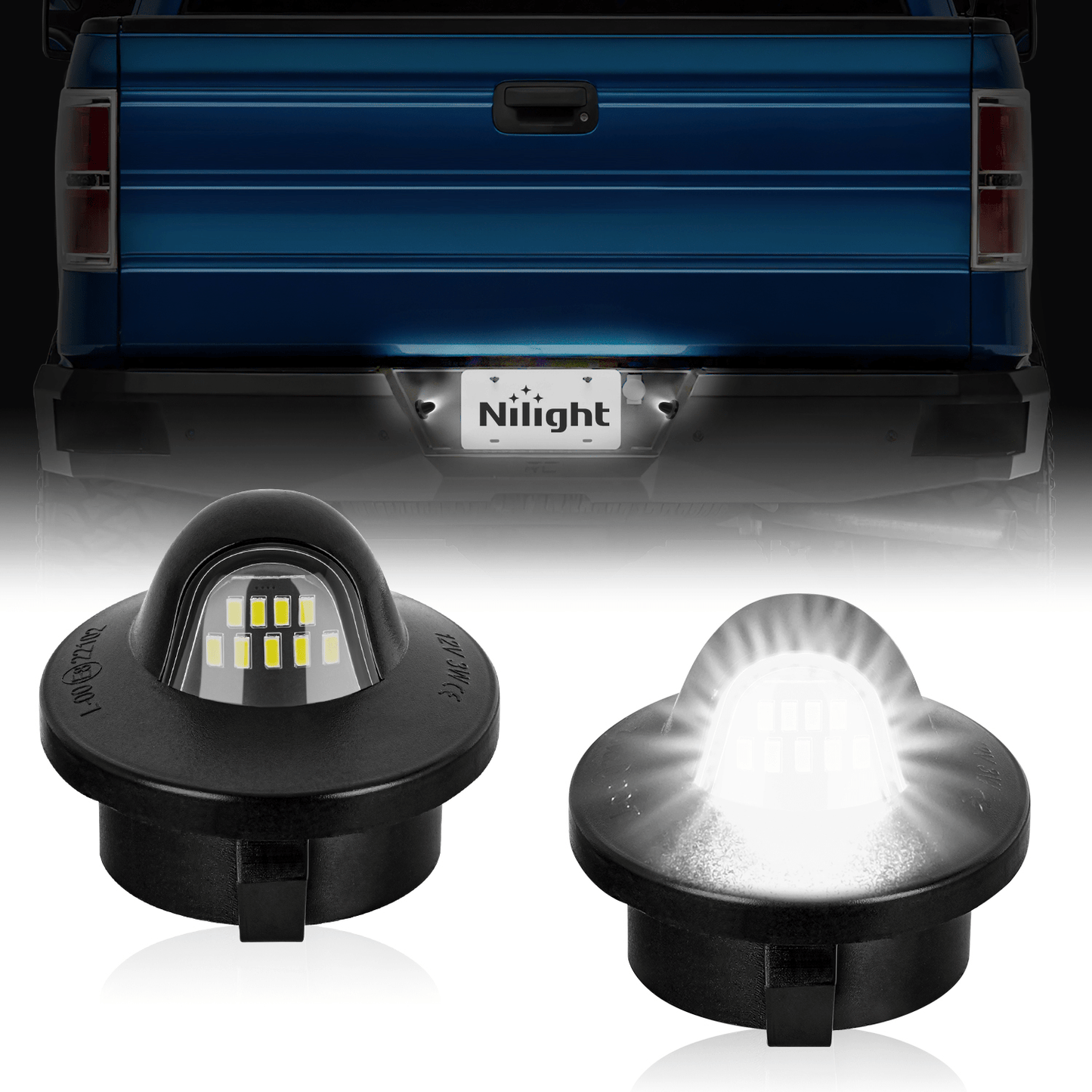 License Plate Light Compatible with 1990-2003 2004 2005 2006 2007 2008 2009 2010 2011 2012 2013 2014 Ford F150 1999-2016 F250 F350 F450 F550 Super Duty with Black housing 6000K White 2PCS Pack Headlights - Top Tuning Boost