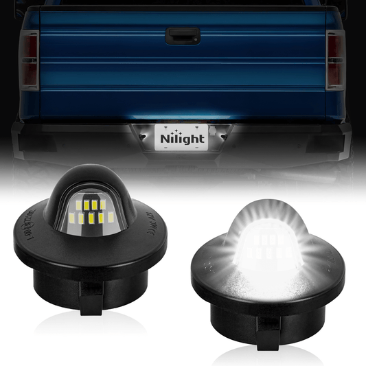 License Plate Light Compatible with 1990-2003 2004 2005 2006 2007 2008 2009 2010 2011 2012 2013 2014 Ford F150 1999-2016 F250 F350 F450 F550 Super Duty with Black housing 6000K White 2PCS Pack Headlights - Top Tuning Boost