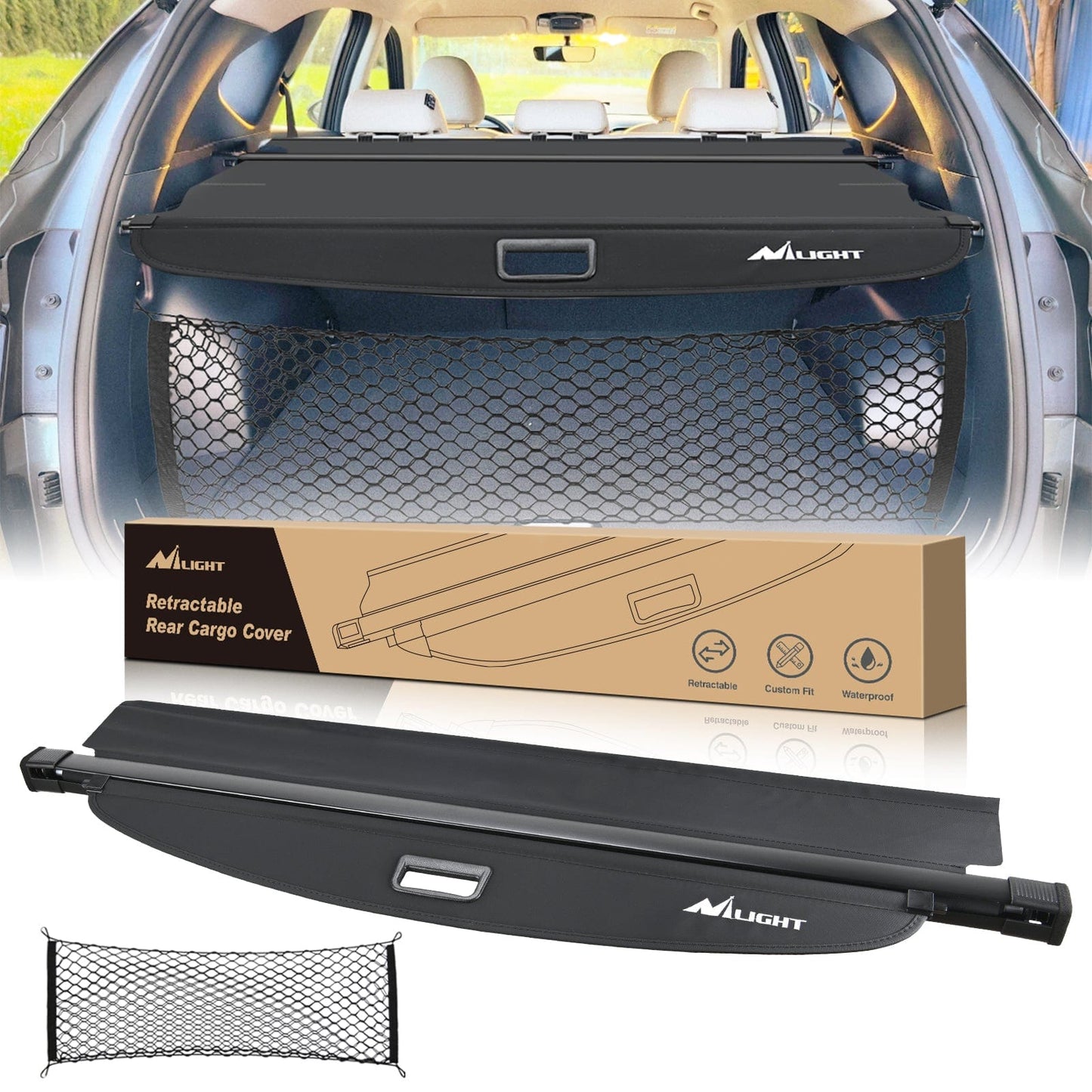 Trunk Cargo Cover Trunk Cargo Cover for Hyundai Tucson 2021 2022 2023 2024 2025 Retractable Privacy Security Shield Shade Rear Trunk Cover, with Trunk Storage Net