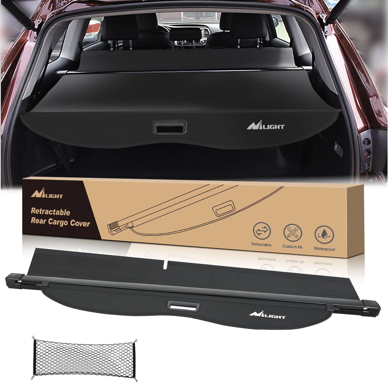 Trunk Cargo Cover 2020 2021 2022 2023 2024 2025 Chevy Equinox GMC Terrain Retractable Trunk Cargo Cover With Trunk Storage Net