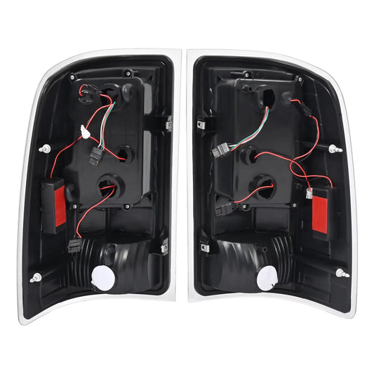 Rear view of GMC Sierra LED tail lights showing plug-and-play connectors and resistors