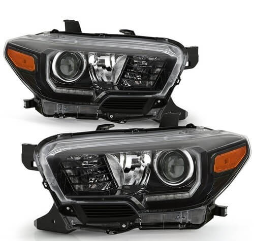 2016-2022 Toyota Tacoma TRD with LED DRL Black Projector Headlights Headlamps