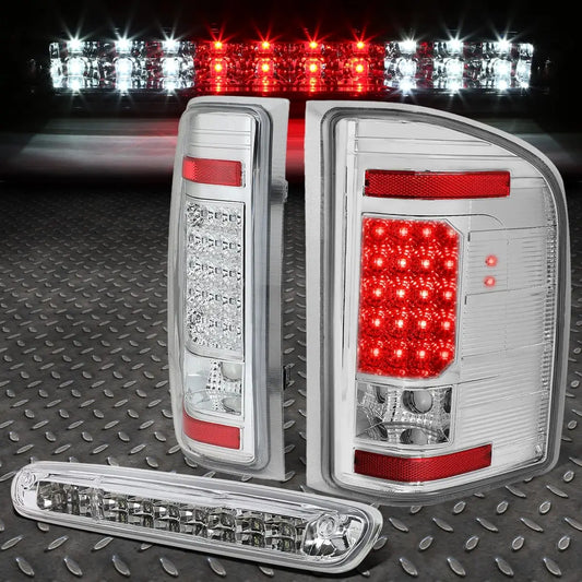 2007–2014 Chevy Silverado chrome LED tail light assembly pair front view
