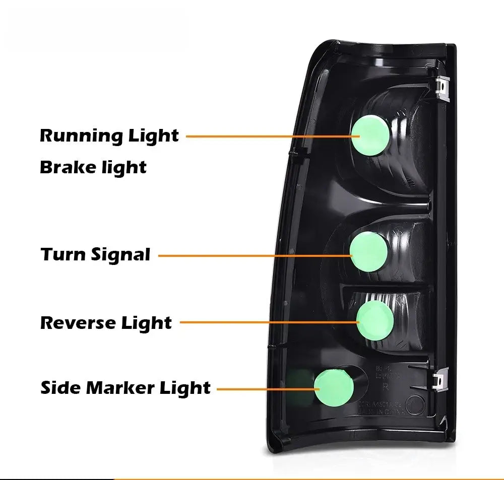 Back view of Silverado tail light assembly showing chrome housing and bulb sockets