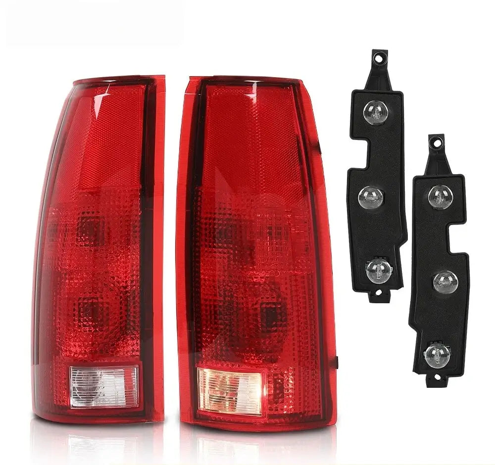 1988–1999 Chevy GMC C K pickup red tail light assembly pair rear view on truck
