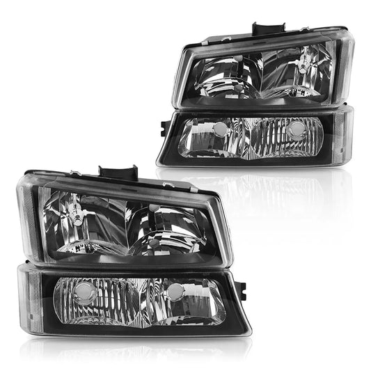 2003-2006 Chevy Silverado chrome headlight assembly pair front view
