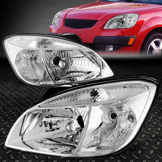 06-08 RIO RIO5 CHROME HOUSING CLEAR CORNER HEADLIGHT REPLACEMENT HEAD LAMPS