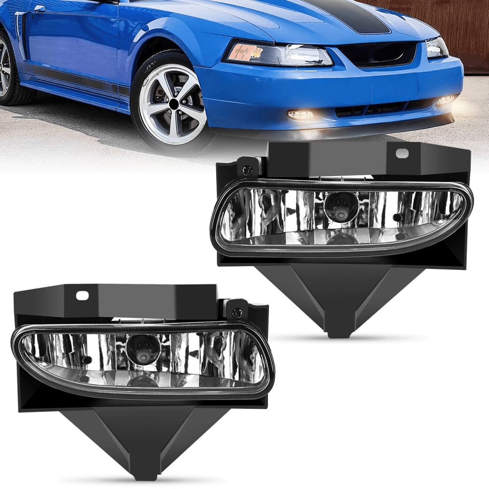 1999 2000 2001 2002 2003 2004 Ford Mustang Fog Lights Assembly Clear Lens 880 27W Bulbs Fog Lights - Top Tuning Boost