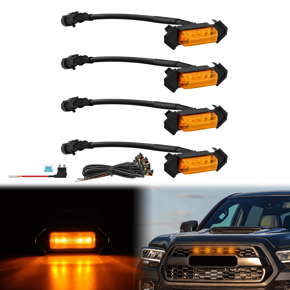 2016-2023 Toyota Tacoma TRD PRO 4LED Amber Front Grille Marker Lights Headlights - Top Tuning Boost
