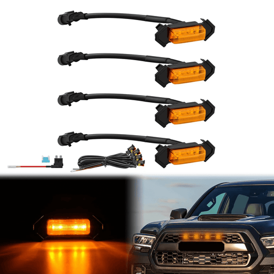 2016-2023 Toyota Tacoma TRD PRO 4LED Amber Front Grille Marker Lights Headlights - Top Tuning Boost