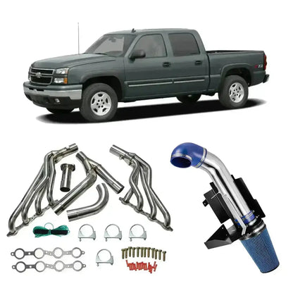 Long Tube Headers for 1999-2006 Chevy Silverado/Avalanche/GMC Sierra 1500 4.8L/5.3L/6.0L with Optional Cold Air Intake