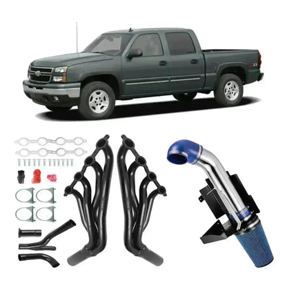 Long Tube Headers for 1999-2006 Chevy Silverado/Avalanche/GMC Sierra 1500 4.8L/5.3L/6.0L with Optional Cold Air Intake