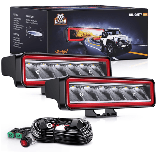 6.5 Inch 30W 3250LM Spot LED Light Bars (Pair) | 16AWG DT Wire Light Bars - Top Tuning Boost