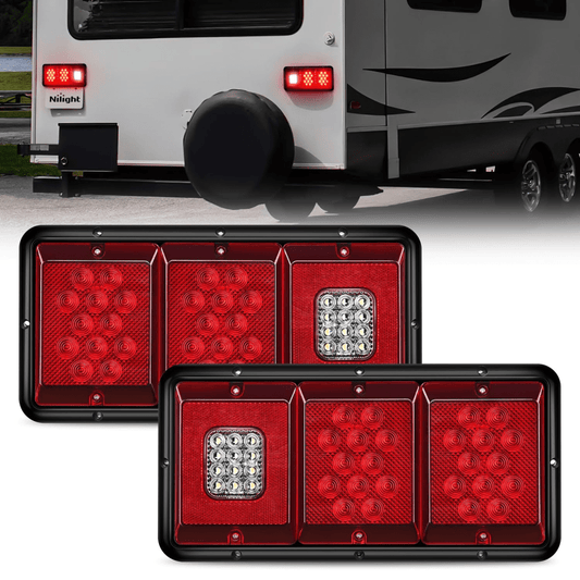 Rectangle Red LED Triple Tail Lights Tail Lights - Top Tuning Boost