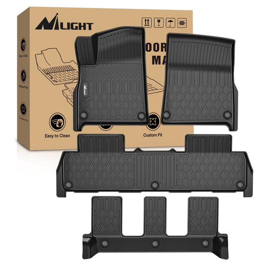 Floor Mat Floor Mats for Rivian R1S 2022 2023 2024 2025 (7 Seats Only) All Weather Custom Fit Heavy Duty Floor Liners