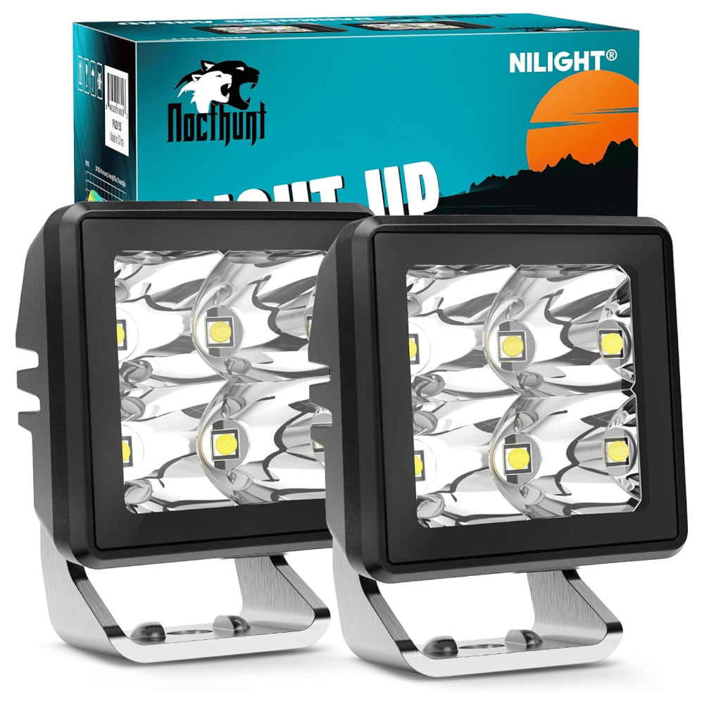 2 Inch 4LED 20W Square Spot Built-in EMC LED Pod Lights (Pair) Headlights - Top Tuning Boost