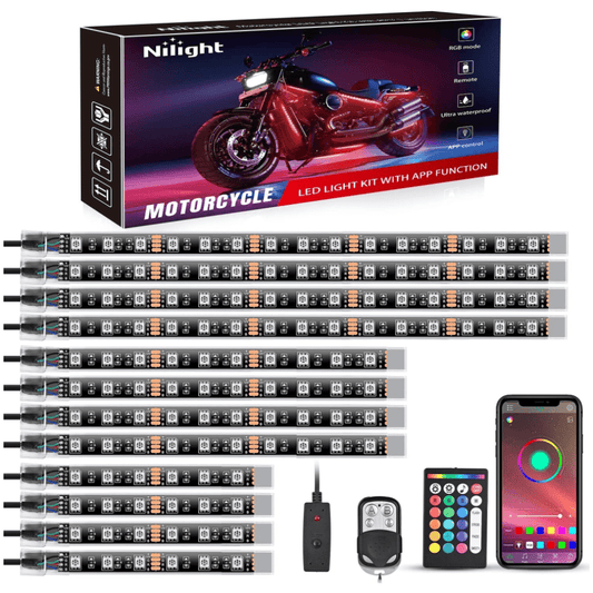 Motorcycle RGB APP Remote Control LED Strip Lights 12PCS Headlights - Top Tuning Boost