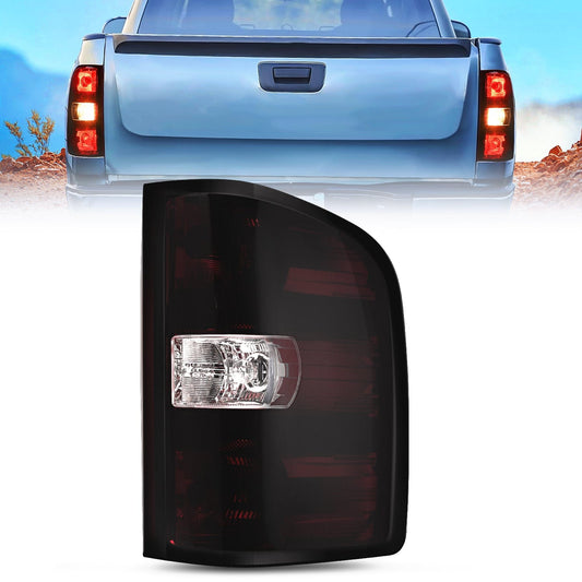 Taillight Assembly Compatible with 2007 2008 2009 2010 2011 2012 2013 2013 2014 Chevy Silverado 1500 2500HD 3500HD 2007-2013 GMC Sierra 3500HD Rear Lamp Replacement with Dark Red Lens Passenger Tail Lights - Top Tuning Boost