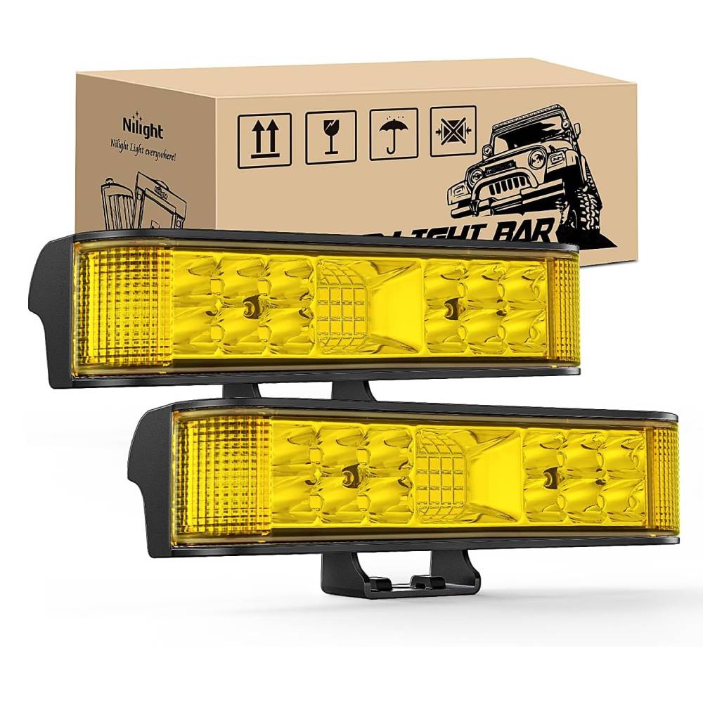 6.5 Inch 60W Amber Side Shooter Quadruple Row Spot Flood LED Light Bars (Pair) Light Bars - Top Tuning Boost