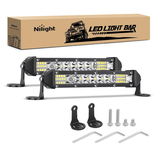 7 Inch 48W 16LED Single Row Ultra-Slim Spot Flood LED Light Bars Light Bars - Top Tuning Boost