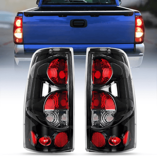 1999 2000 2001 2002 2003 2004 2005 2006 2007 Chevy Silverado 1999 2000 2001 2002 GMC Sierra Tail light Assembly Rear Lamp Classic Body OE Style Black Housing Clear Lens Tail Lights - Top Tuning Boost