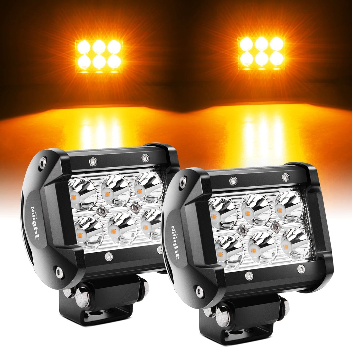 4 Inch 18W ?Amber Beam LED Light Pods (Pair) Headlights - Top Tuning Boost