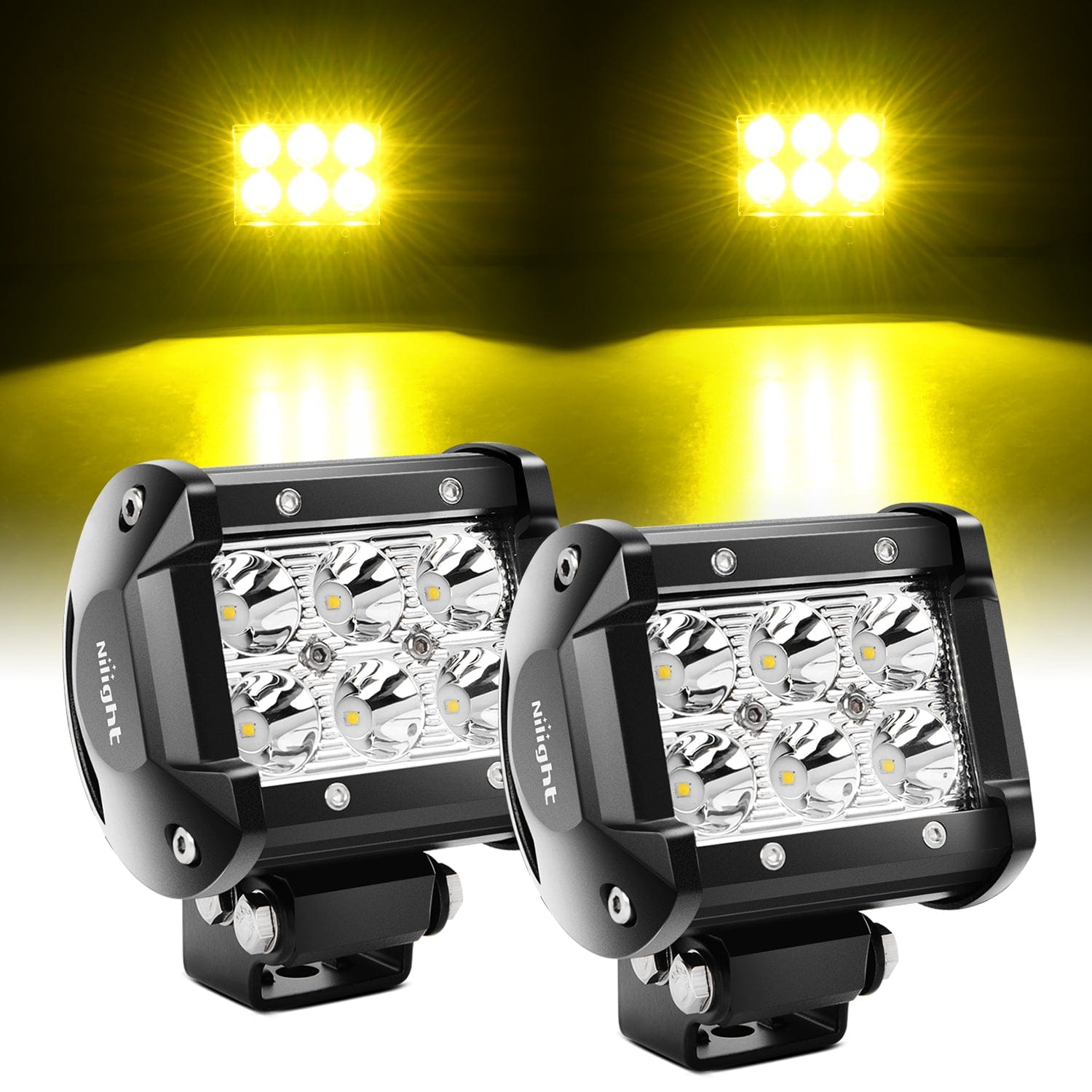 4 Inch 18W Yellow Beam LED Light Pods (Pair) Headlights - Top Tuning Boost