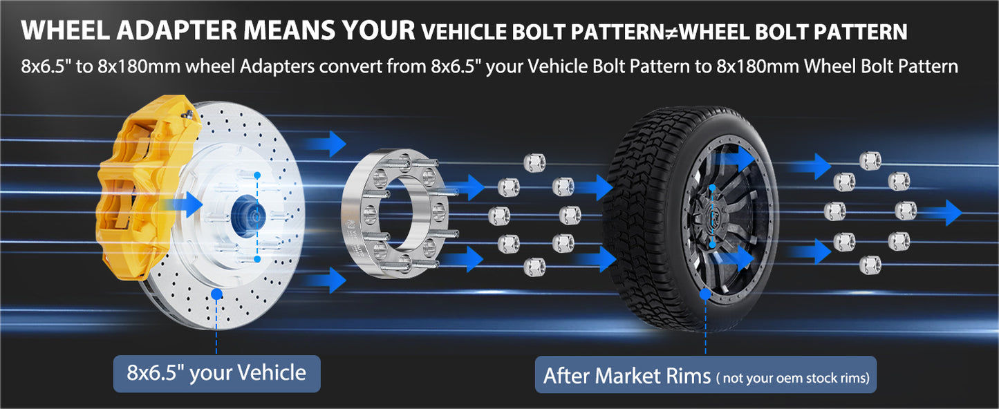 4PCS 2 inch 8x6.5 to 8x180 Wheel Spacer Conversion 8 lug Fits 2001-2003 fit Chevrolet Silverado 1500 HD|1997-2014 fit chevy Express 2500 3500 | 2001-2010 fit Silverado 2500HD Sierra 2500HD