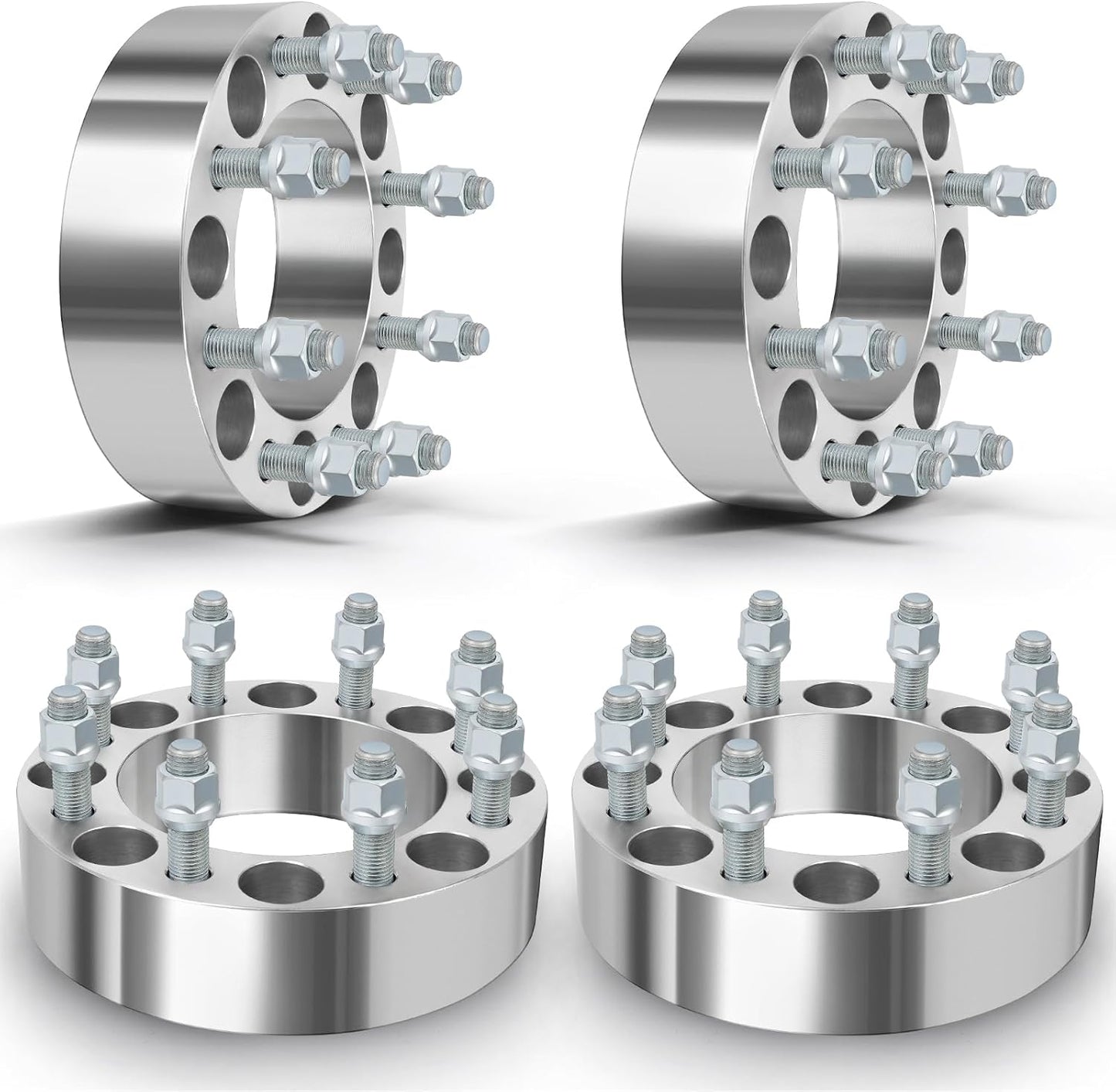 4PCS 8 Lug Wheel Spacers 2" 8x6.5 to 8x6.5 8x165.1mm 126.15mm HB with 14x1.5 Fit Chevrolet Silverado 1500 HD Silverado 2500 Silverado 2500 HD 2001-2006|| fit GMC Sierra 2500 HD 2001-2010