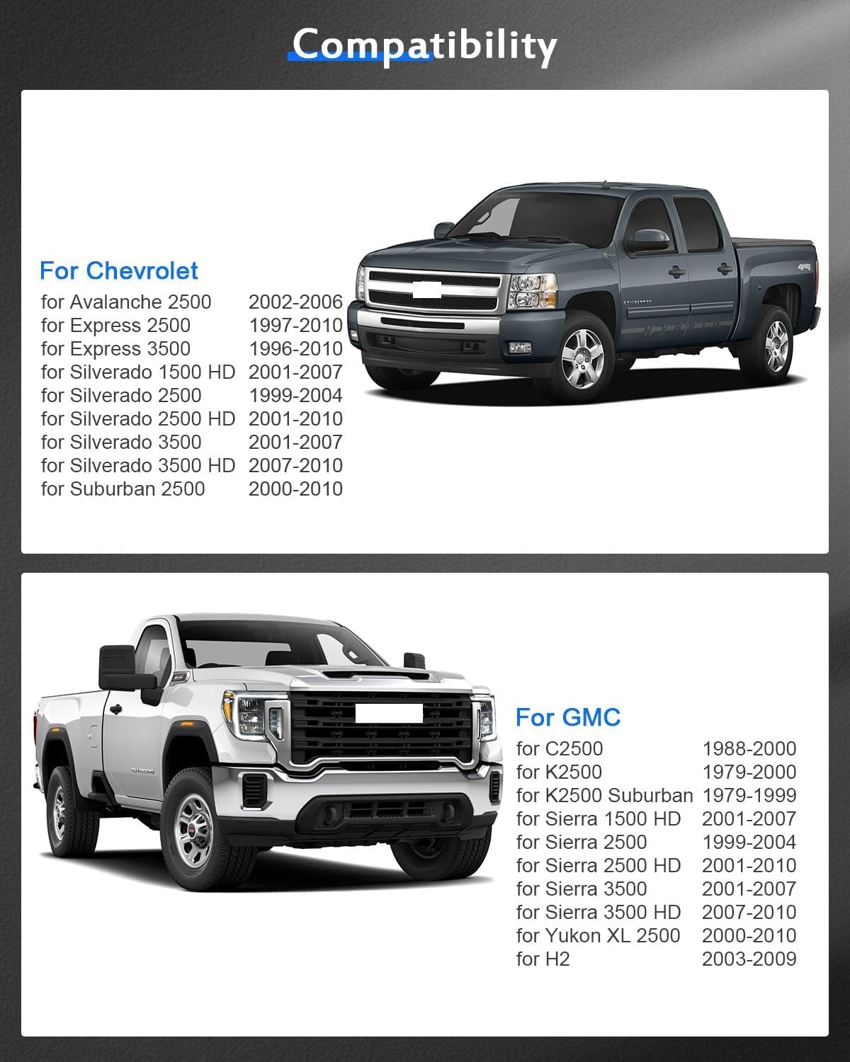 4PCS 2 inch 8x6.5 to 8x180 Wheel Spacer Conversion 8 lug Fits 2001-2003 fit Chevrolet Silverado 1500 HD|1997-2014 fit chevy Express 2500 3500 | 2001-2010 fit Silverado 2500HD Sierra 2500HD