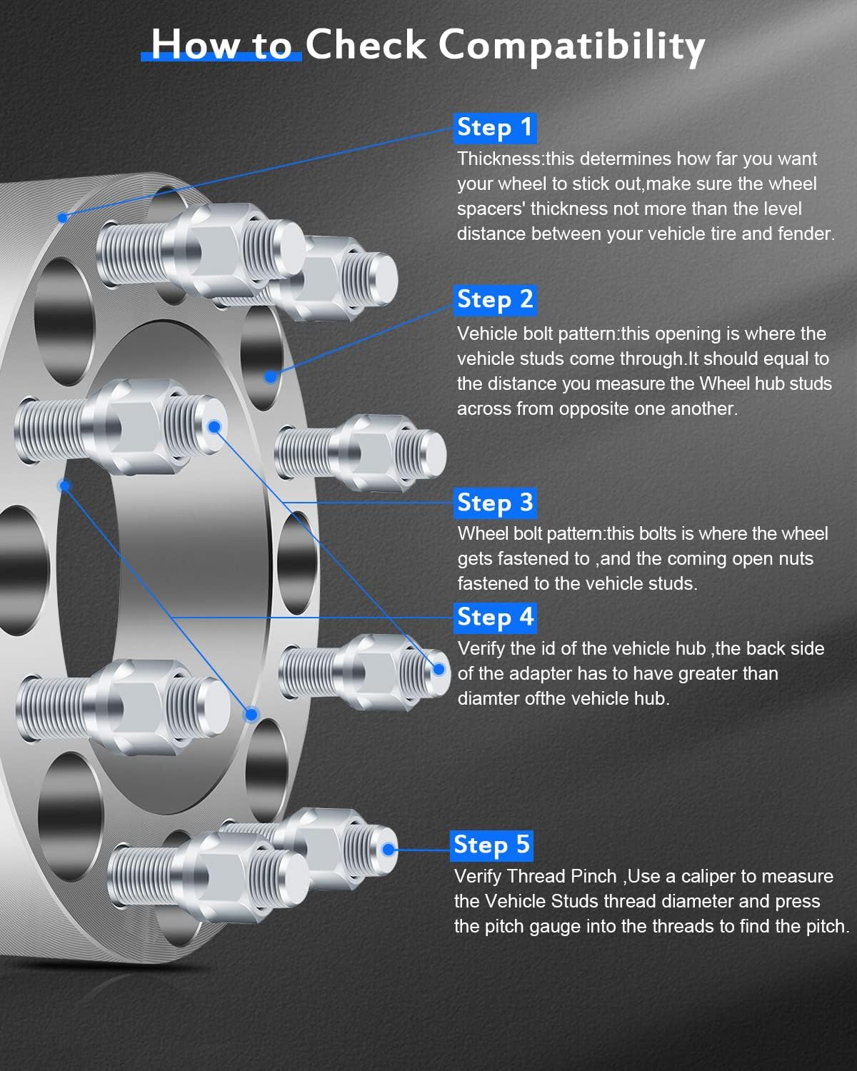 4PCS 8 Lug Wheel Spacers 2" 8x6.5 to 8x6.5 8x165.1mm 126.15mm HB with 14x1.5 Fit Chevrolet Silverado 1500 HD Silverado 2500 Silverado 2500 HD 2001-2006|| fit GMC Sierra 2500 HD 2001-2010