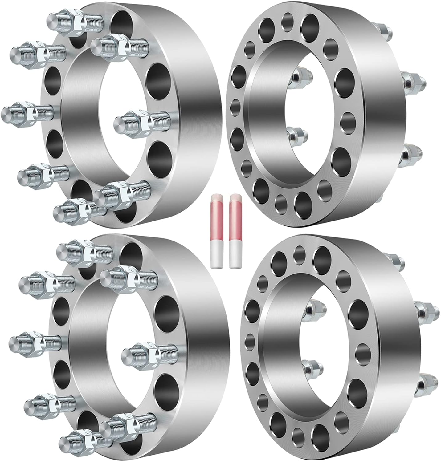 4PCS 8 Lug Wheel Spacers 2" 8x6.5 to 8x6.5 8x165.1mm 126.15mm HB with 14x1.5 Fit Chevrolet Silverado 1500 HD Silverado 2500 Silverado 2500 HD 2001-2006|| fit GMC Sierra 2500 HD 2001-2010