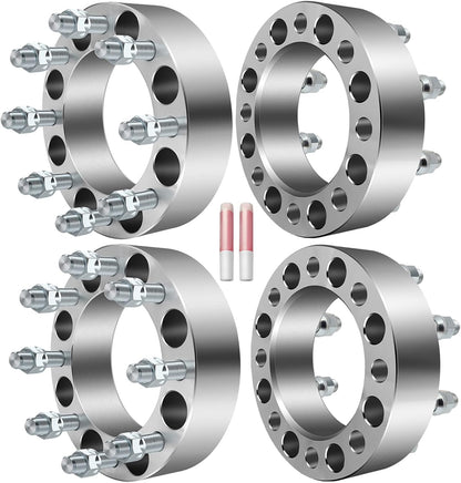 4PCS 8 Lug Wheel Spacers 2" 8x6.5 to 8x6.5 8x165.1mm 126.15mm HB with 14x1.5 Fit Chevrolet Silverado 1500 HD Silverado 2500 Silverado 2500 HD 2001-2006|| fit GMC Sierra 2500 HD 2001-2010