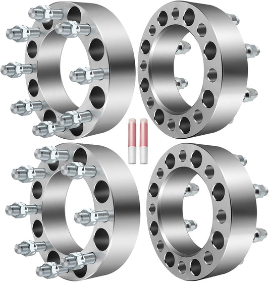 4PCS 8 Lug Wheel Spacers 2" 8x6.5 to 8x6.5 8x165.1mm 126.15mm HB with 14x1.5 Fit Chevrolet Silverado 1500 HD Silverado 2500 Silverado 2500 HD 2001-2006|| fit GMC Sierra 2500 HD 2001-2010