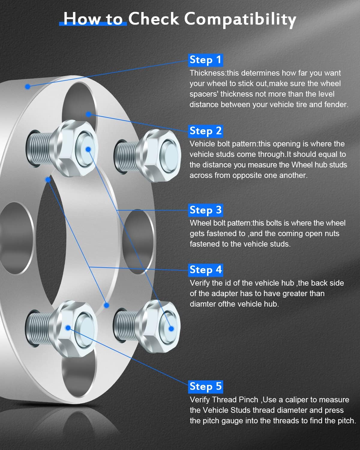 EZ GO Wheel Spacers CLUB CAR fit Golf CART Wheel Spacers 1.5 inch 4x4 to 4x4 Wheel Spacers 4x101.6 to 4x101.6 4 Lug 68.5mm CB 1/2" Studs 4 PCS