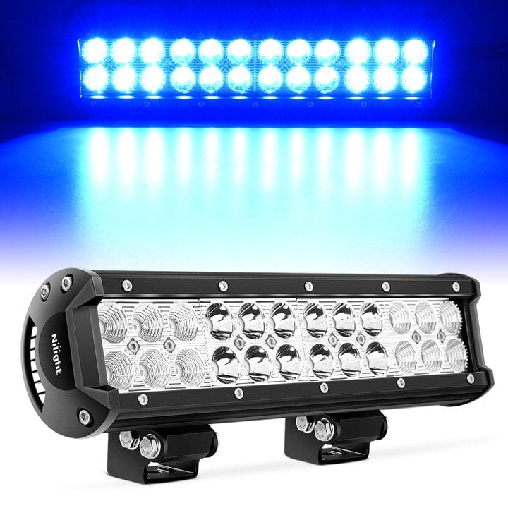 72W 12Inch Spot Flood Combo Led Light Bar- Blue Beam Light Bars - Top Tuning Boost